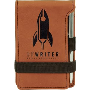3 1/4" x 4 3/4" Rawhide Engraved Faux Leather Mini Notepad with Pen
