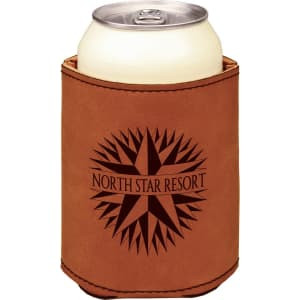 3 3/4" Rawhide Engraved Faux Leather Beverage Holder