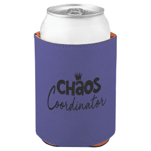 3 3/4" Purple Engraved Faux Leather Beverage Holder