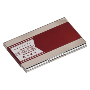 3 3/4" x 2 1/2" Red Custom Engraved Business Card Holder