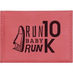 3 3/4" x 2 3/4" Pink Engraved Faux Leather Hard Business Card Holder