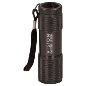 3 3/8" Black 9-LED Custom Engraved Flashlight with Strap