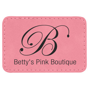 3" x 2" Rectangle Pink Engraved Faux Leather Patch with Adhesive