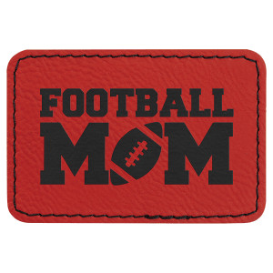 3" x 2" Rectangle Red Engraved Faux Leather Patch with Adhesive