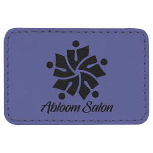 3" x 2" Rectangle Purple Engraved Faux Leather Patch with Adhesive