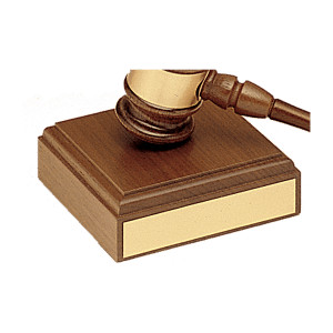 4 1/2" x 4 1/2" Walnut Gavel Sounding Block with Gold Plate for Personalization (Gavel Sold Separately)