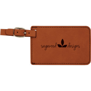 4 1/4" x 2 3/4" Rawhide Engraved Faux Leather Luggage Tag