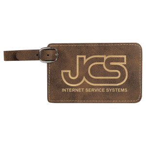 4 1/4" x 2 3/4" Rustic/Gold Engraved Faux Leather Luggage Tag