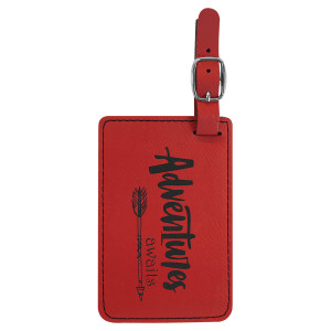 4 1/4" x 2 3/4" Red Engraved Faux Leather Luggage Tag