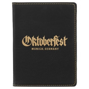 4 1/4" x 5 1/2" Black/Gold Engraved Faux Leather Passport Holder