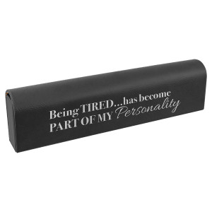 9 3/4" x 2 1/2" Black/Silver Engraved Faux Leather Pill Box