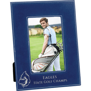 4" x 6" Blue/Silver Engraved Faux Leather Photo Frame