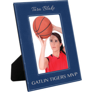 5" x 7" Blue/Silver Engraved Faux Leather Photo Frame