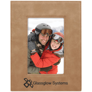 4" x 6" Light Brown Engraved Faux Leather Photo Frame