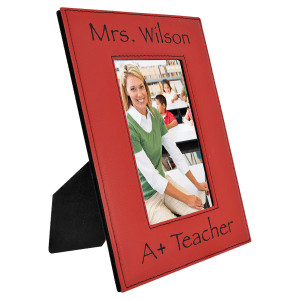 4" x 6" Red Engraved Faux Leather Photo Frame