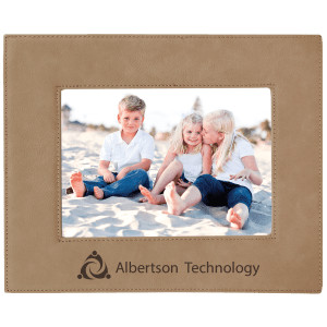 5" x 7" Light Brown Engraved Faux Leather Photo Frame