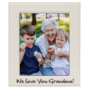 8" x 10" White Engraved Faux Leather Photo Frame