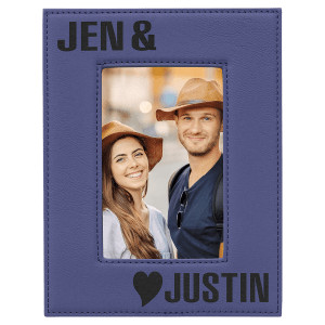 4" x 6" Purple Engraved Faux Leather Photo Frame