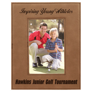 4" x 6" Dark Brown Engraved Faux Leather Photo Frame