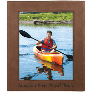 8" x 10" Dark Brown Engraved Faux Leather Photo Frame
