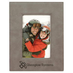 4" x 6" Gray Engraved Faux Leather Photo Frame - Gray
