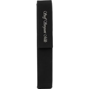 6 1/2" x 1" Black/Silver Engraved Faux Leather Single Pen Case