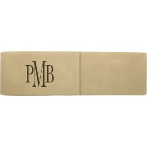 6 1/2" x 2" Light Brown Engraved Faux Leather Double Pen Case