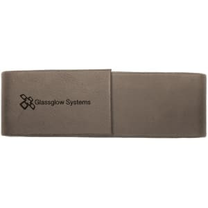 6 1/2" x 2" Gray Engraved Faux Leather Double Pen Case