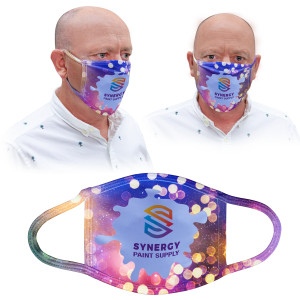6 1/2" x 5 1/2" Large White Custom Printed Face Mask-Not For Medical Use