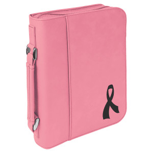 7 1/2" x 10 3/4" Pink Leatherette Book/Bible Cover with Handle & Zipper