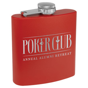 6 oz. Matte Red Powder Coated Custom Engraved Stainless Steel Flask