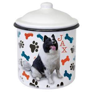 6.25" x 4.7" White/Black Canister with Lid