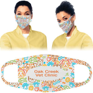 7 1/4" x 4 3/4" Large White Custom Printed Face Mask