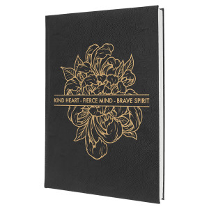 7" x 9 3/4" Black/Gold Engraved Faux Leather Journal with Lined Notepad