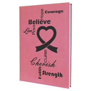 7" x 9 3/4" Pink Engraved Faux Leather Journal with Lined Notepad