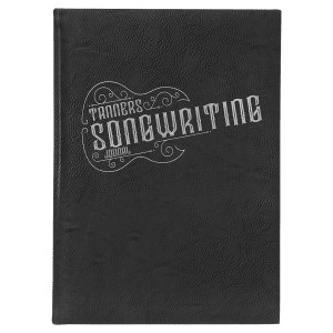 7" x 9 3/4" Black/Silver Engraved Faux Leather Journal with Lined Notepad