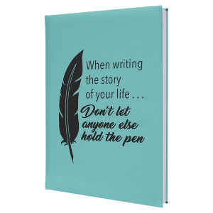 7" x 9 3/4" Teal Engraved Faux Leather Journal with Lined Notepad