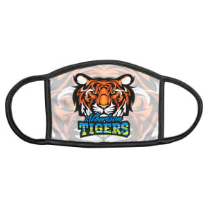 6" x 5" Medium Custom Printed Face Mask with Black Trim & Ear Loops