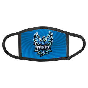 6" x 5" Medium Custom Printed Face Mask with Black Trim & Ear Loops