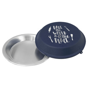 9" Aluminum Pie Pan with Navy Blue Lid