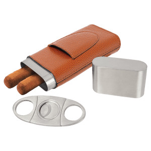Basketball Engraved Faux Leather Cigar Case with Cutter