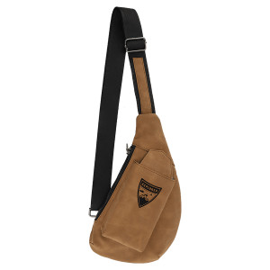 Crescent Bag - Engraved Faux Leather, Creekside Collection, Medium Brown