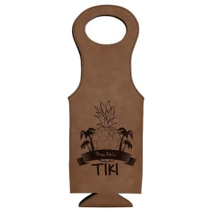 Dark Brown Engraved Faux Leather Wine Bag
