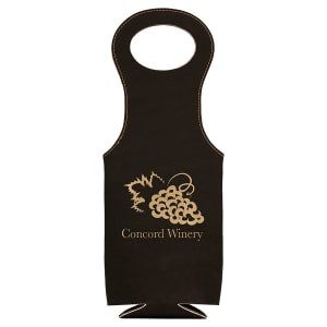 Black/Gold Engraved Faux Leather Wine Bag