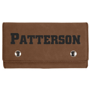 Dark Brown Engraved Faux Leather Card & Dice Set