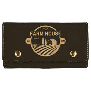Black/Gold Engraved Faux Leather Card & Dice Set