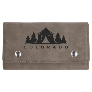 Gray Engraved Faux Leather Card & Dice Set