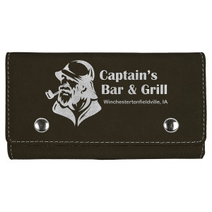 Black/Silver Engraved Faux Leather Card & Dice Set