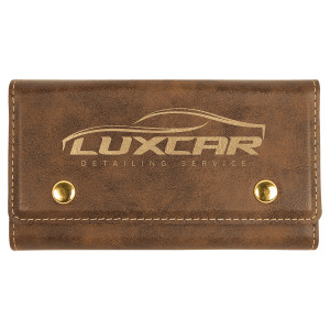 Rustic/Gold Engraved Faux Leather Card & Dice Set