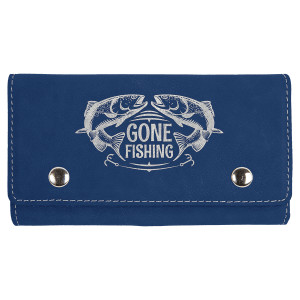 Blue/Silver Engraved Faux Leather Card & Dice Set